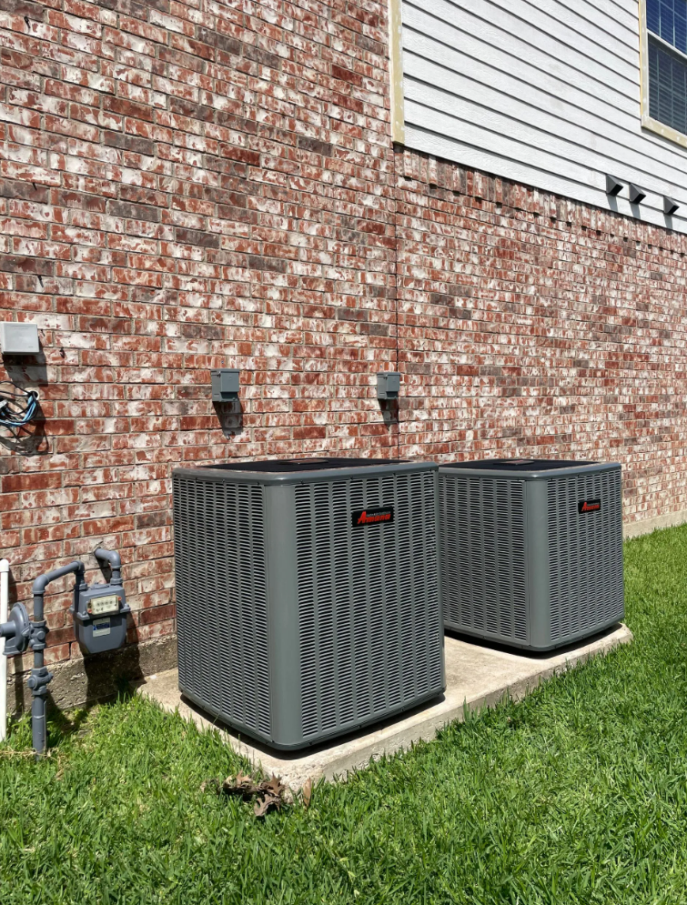 Two Trane condenser units installed side by side